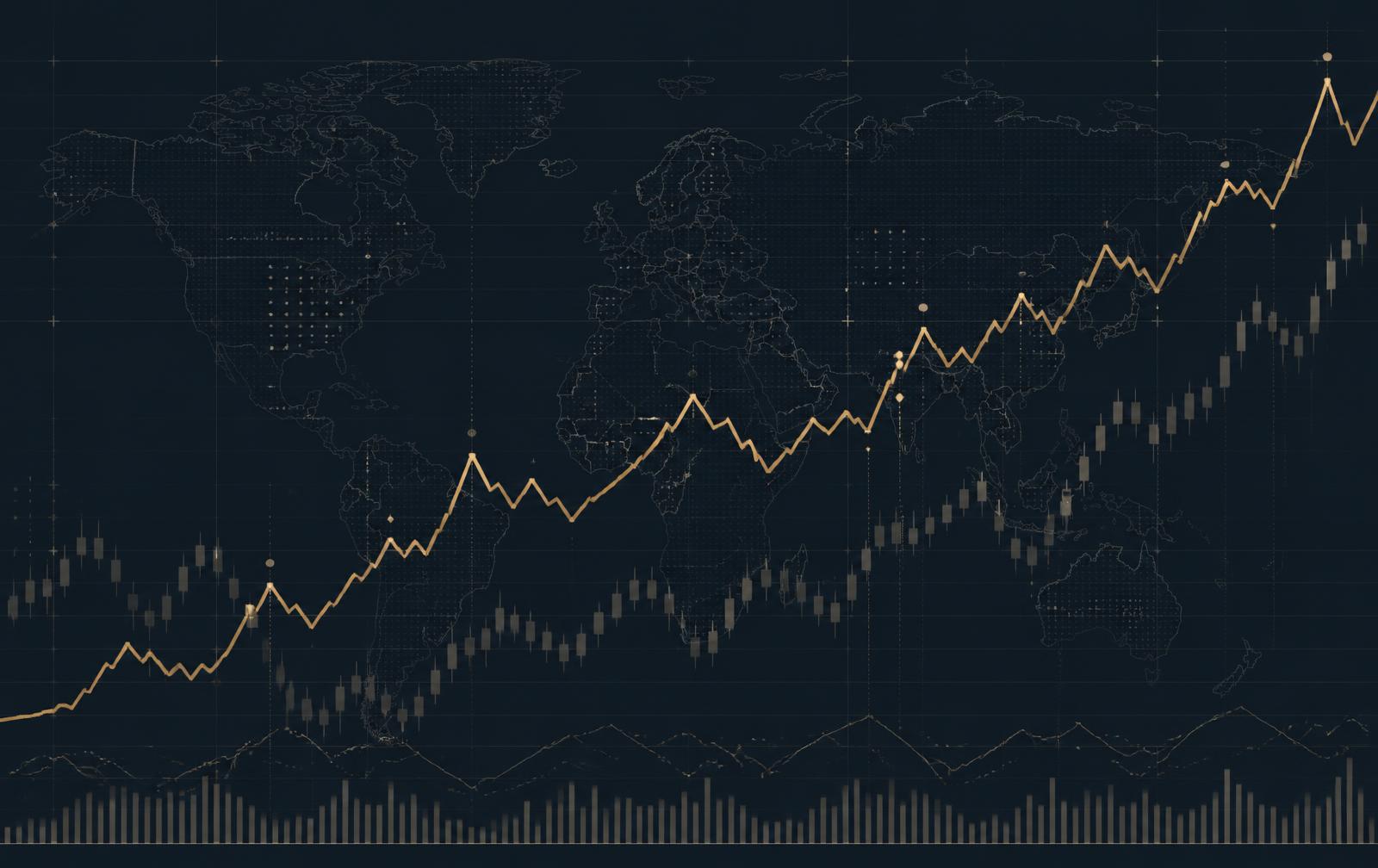 Illustration des marchés financiers mondiaux avec courbes et données de marché